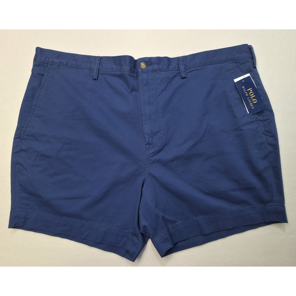 New Polo Ralph Lauren Shorts Mens 42‎ Blue Stretch Cotton Twill Flat Front